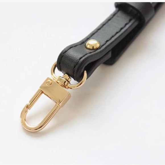 Black Leather Gold Clasp Adjustable Purse Strap - Picture 4 of 5